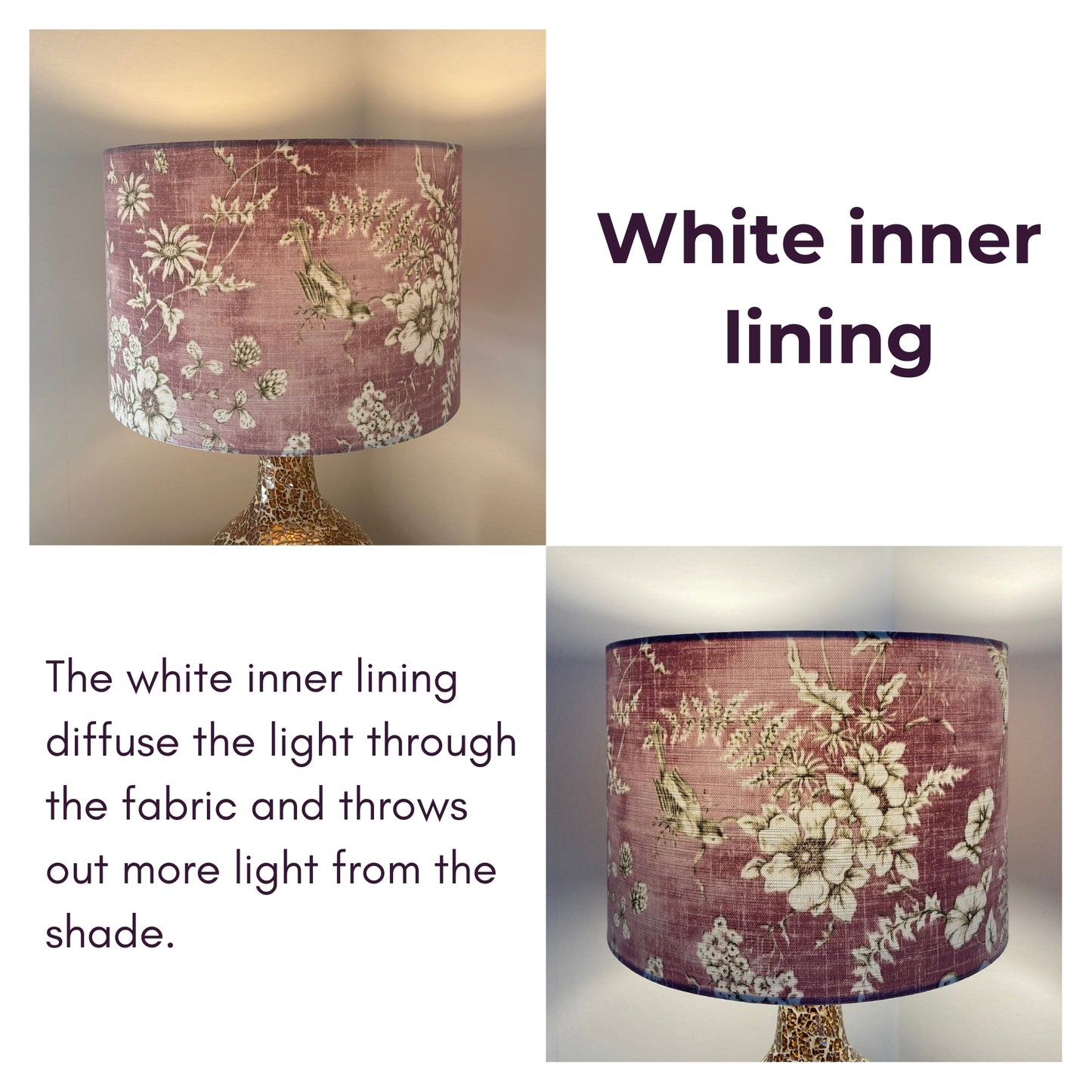 Barley Beige Finch Bird Fabric Lampshade for Table or Ceiling Lamps