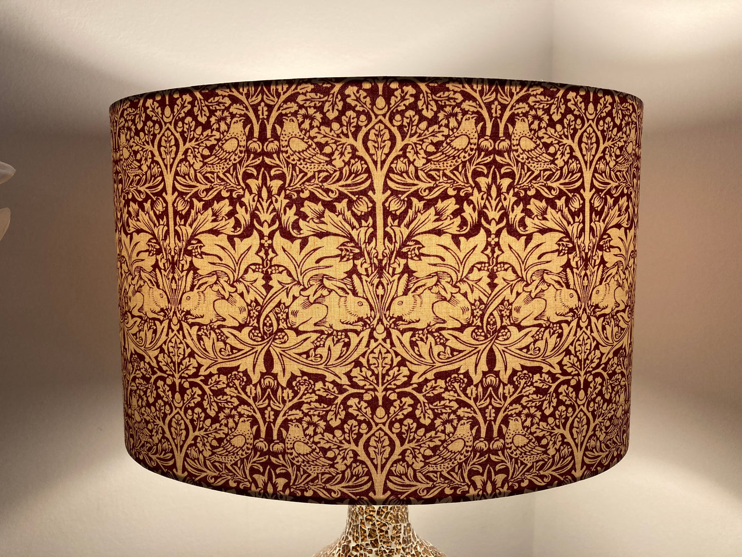 William Morris Brer Rabbit Lampshade, Dark Red Burgundy Brother Rabbit Lampshade