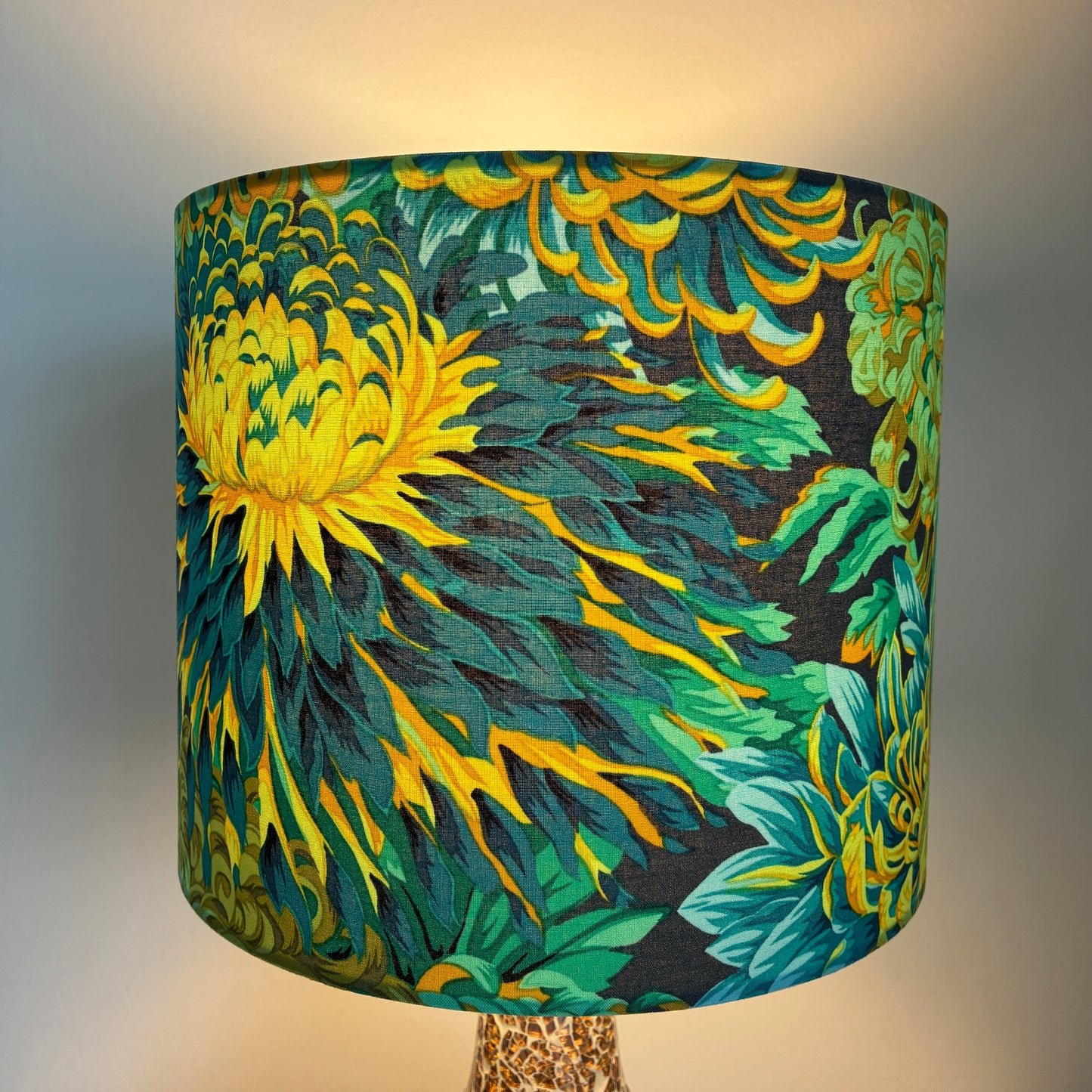 Bright Blue Green Yellow Teal Chrysanthemum Flower Lampshade
