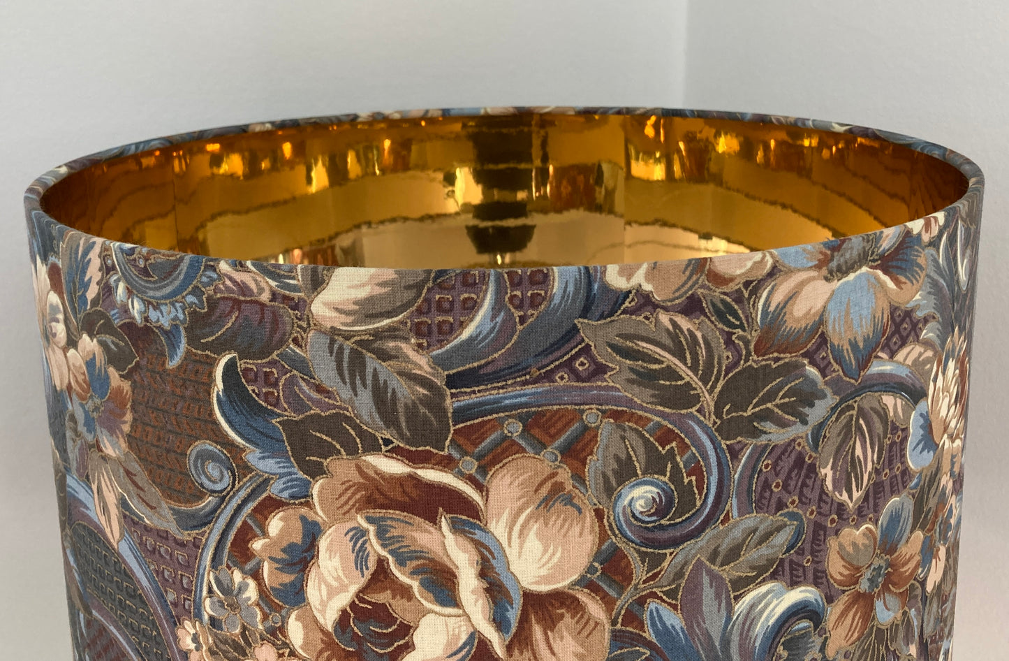 Floral Lampshade Vintage Liberty Fabric Blue Brown Gold For Ceiling or Table Lamps