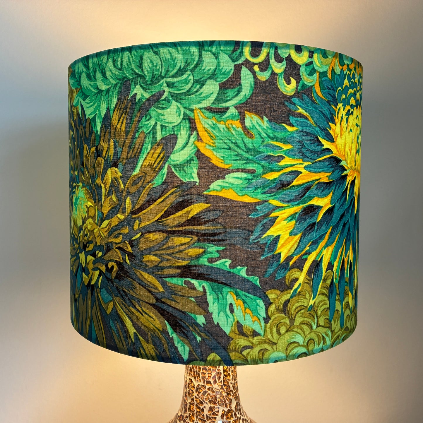 Bright Blue Green Yellow Teal Chrysanthemum Flower Lampshade