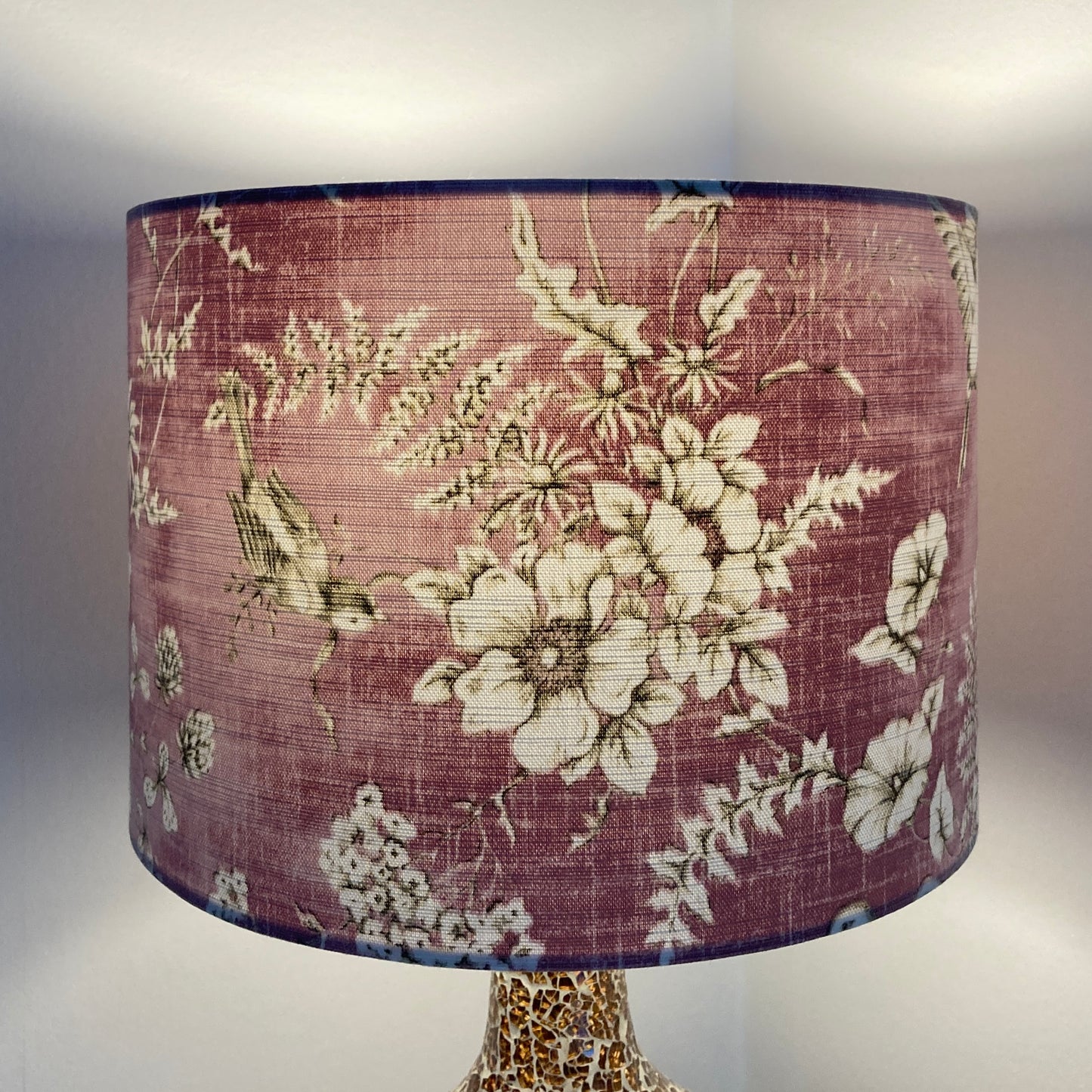 Barley Beige Finch Bird Fabric Lampshade for Table or Ceiling Lamps