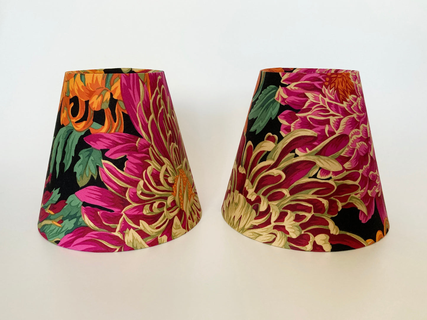 Bright Pink Red Orange Chrysanthemum Flower Candle Clip Lampshade