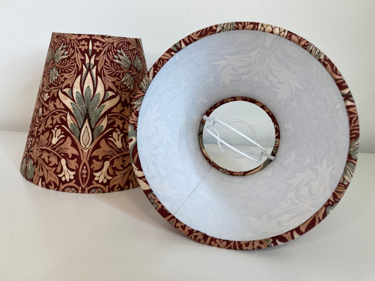 William Morris Red Snakeshead Fabric Candle Clip Lampshade