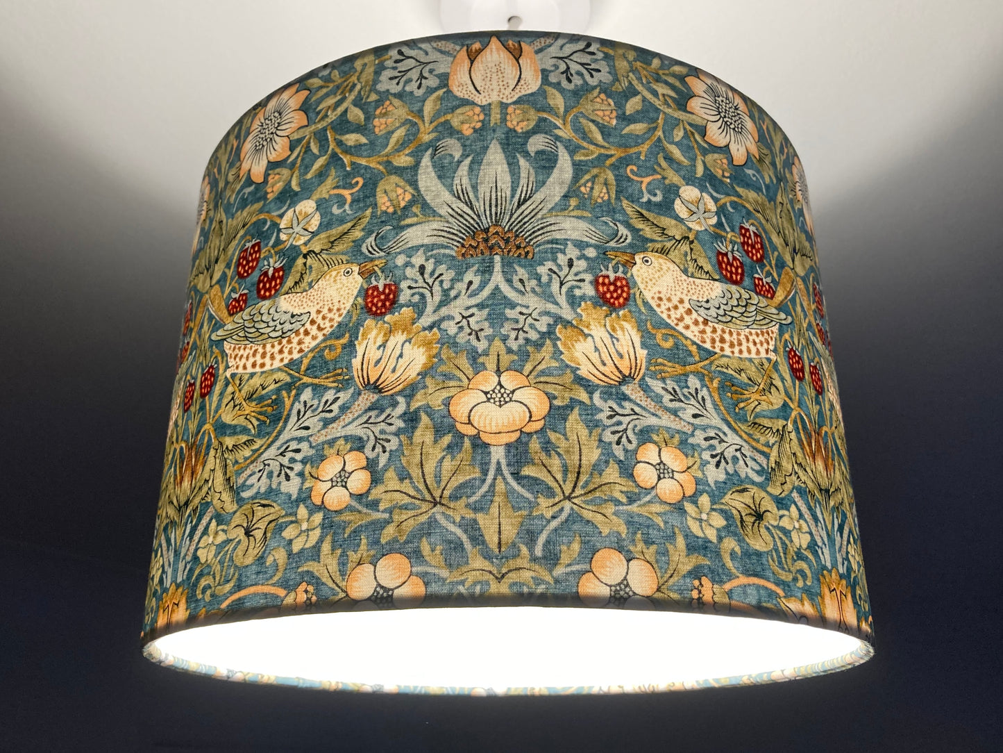 William Morris Green Strawberry Thief Fabric Lampshade for Table or Ceiling Lamps