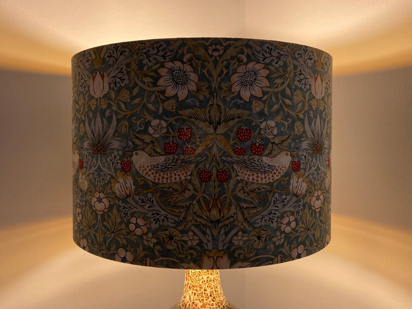 William Morris Green Strawberry Thief Fabric Lampshade for Table or Ceiling Lamps