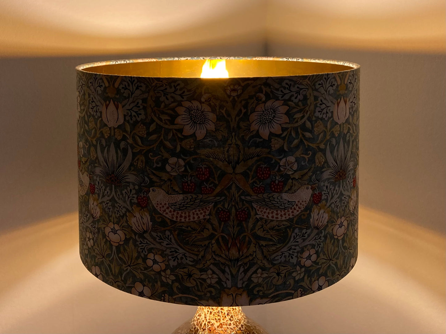 William Morris Green Strawberry Thief Fabric Lampshade for Table or Ceiling Lamps