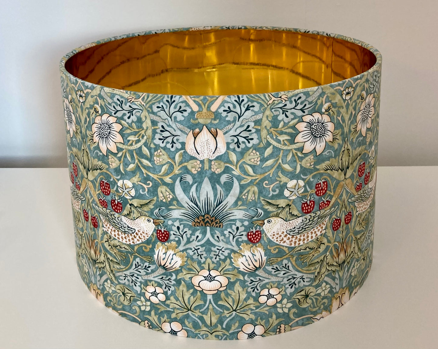 William Morris Green Strawberry Thief Fabric Lampshade for Table or Ceiling Lamps
