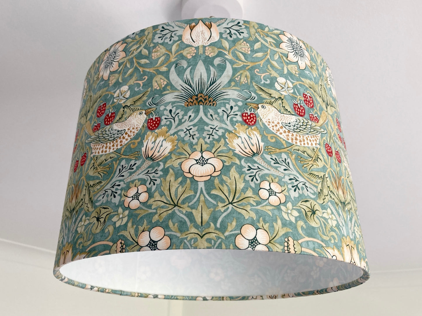 William Morris Green Strawberry Thief Fabric Lampshade for Table or Ceiling Lamps