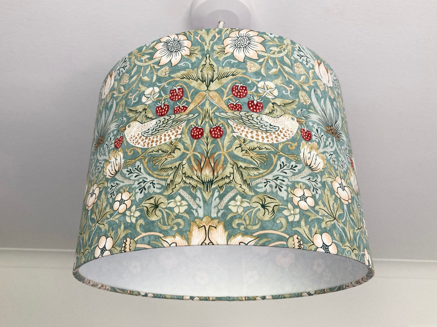 William Morris Green Strawberry Thief Fabric Lampshade for Table or Ceiling Lamps