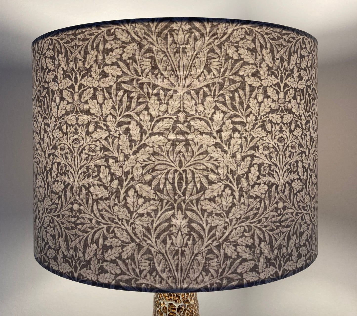 William Morris Pure Acorn Dove Grey Fabric Drum Lampshade