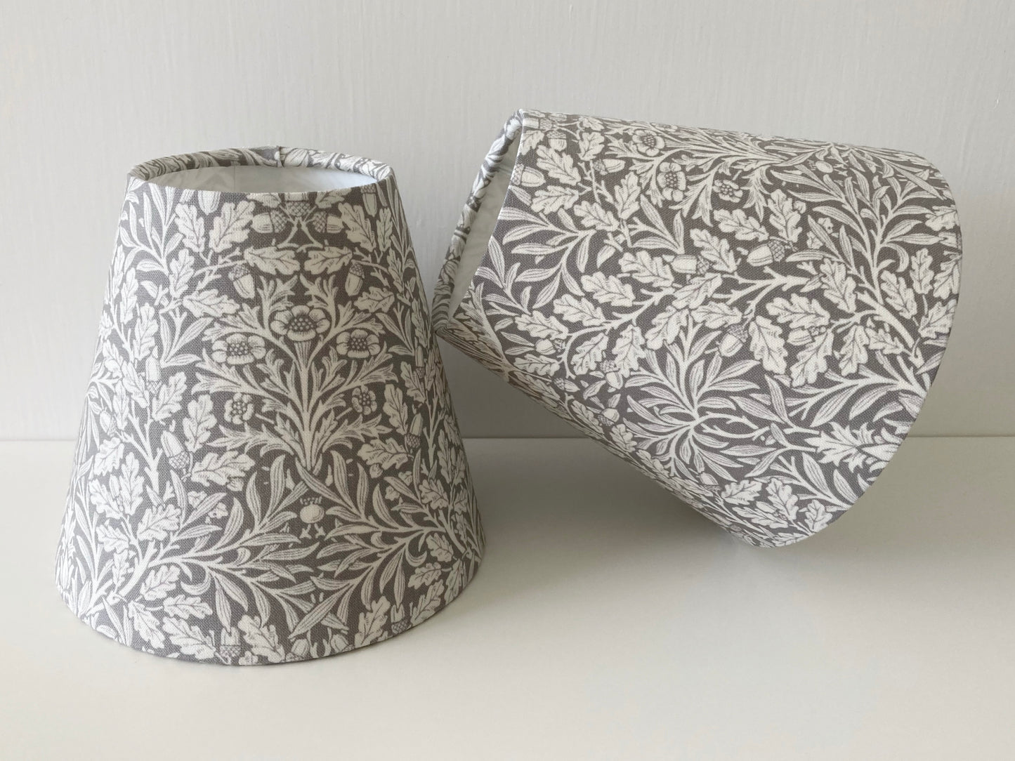 William Morris Acorn Grey Fabric Candle Clip Lampshade