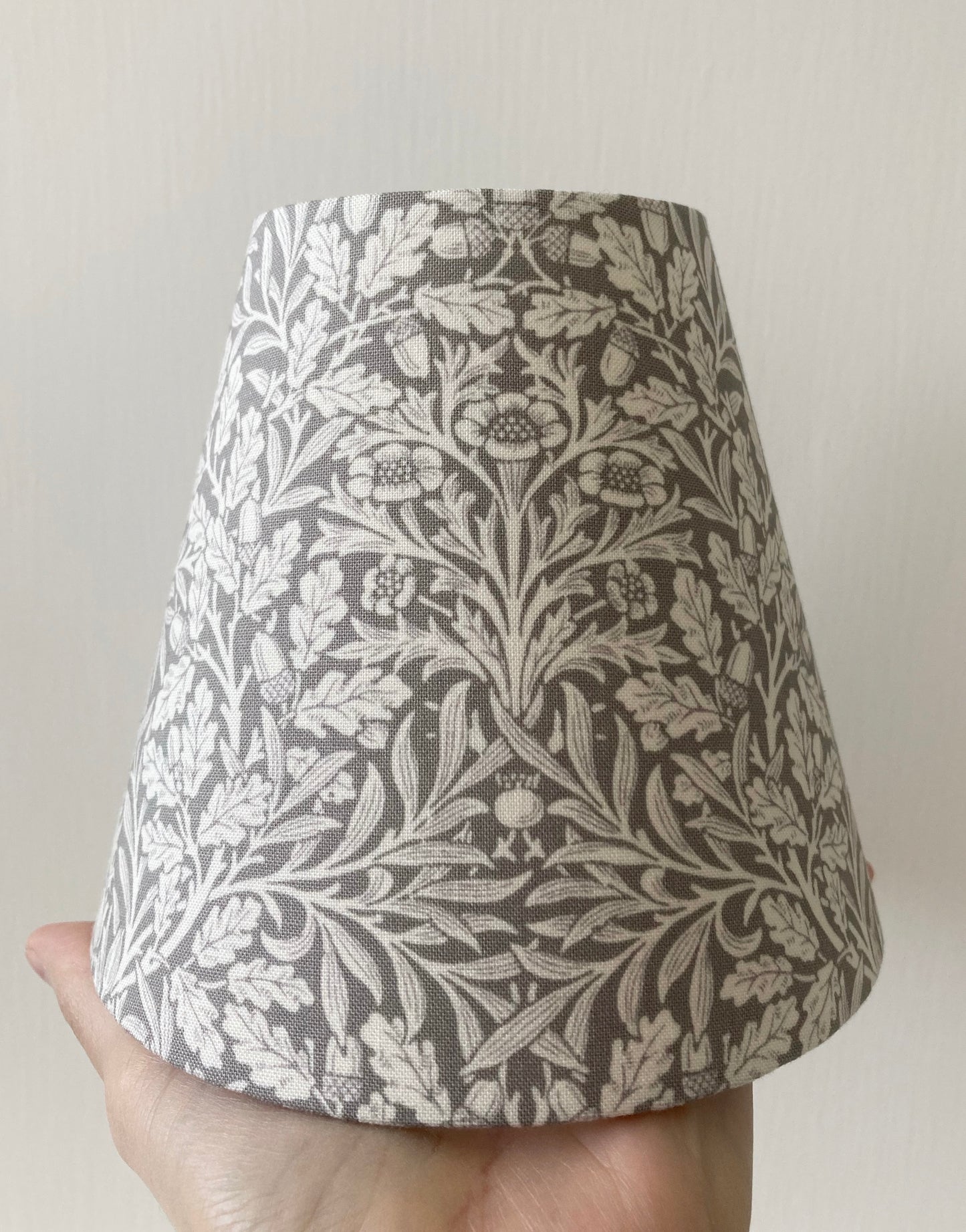 William Morris Acorn Grey Fabric Candle Clip Lampshade
