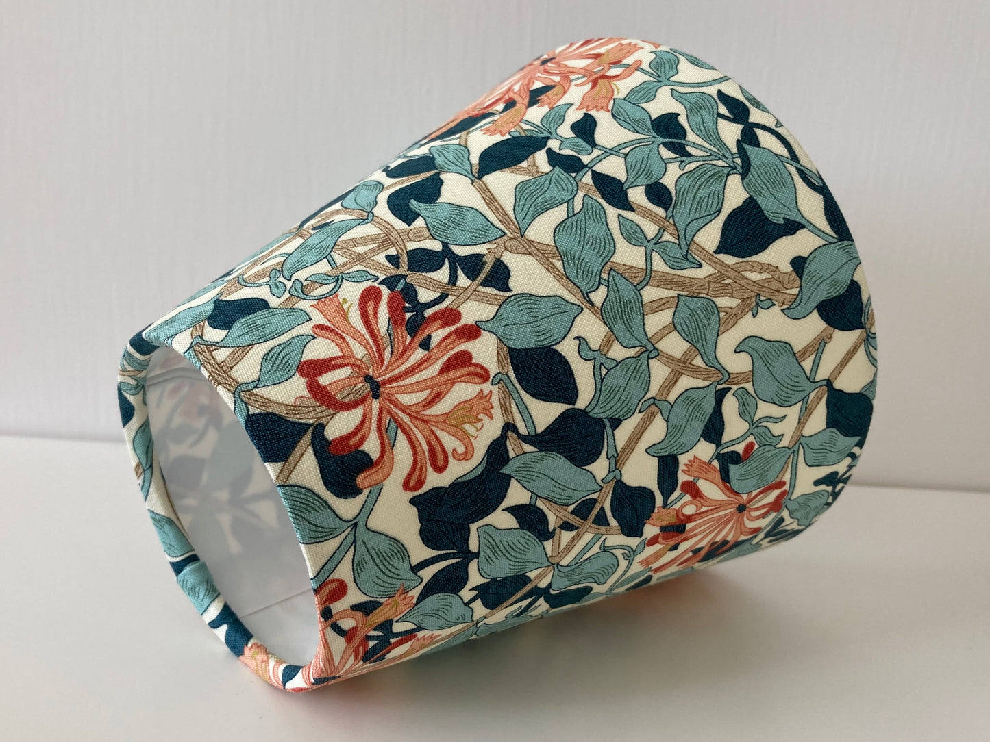 William Morris Honeysuckle Aqua Fabric Candle Clip Lampshade