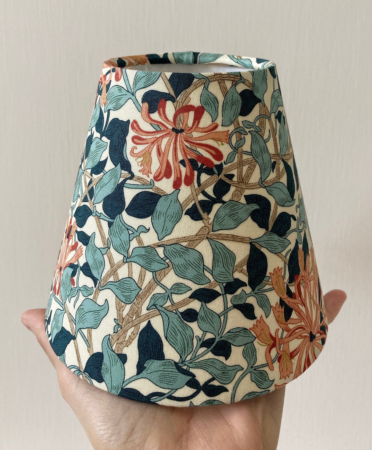 William Morris Honeysuckle Aqua Fabric Candle Clip Lampshade