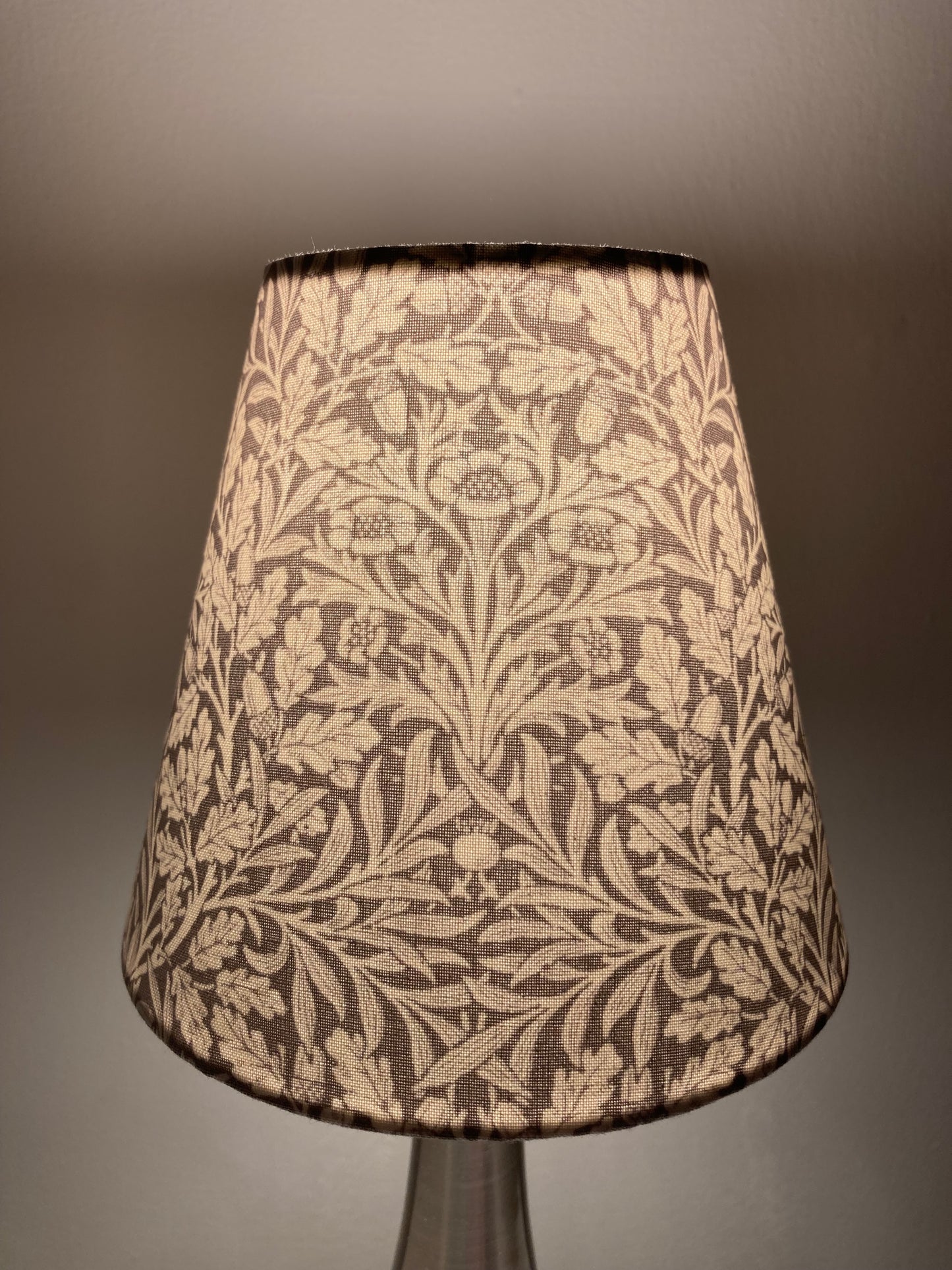 William Morris Acorn Grey Fabric Candle Clip Lampshade