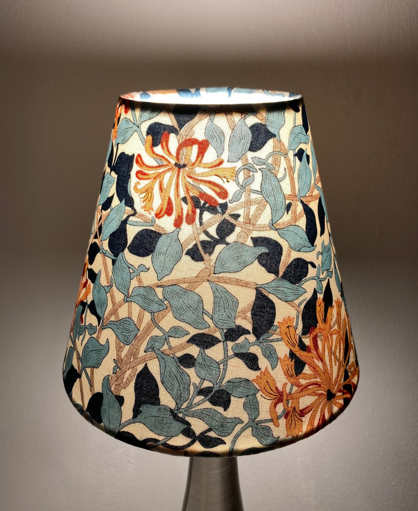 William Morris Honeysuckle Aqua Fabric Candle Clip Lampshade