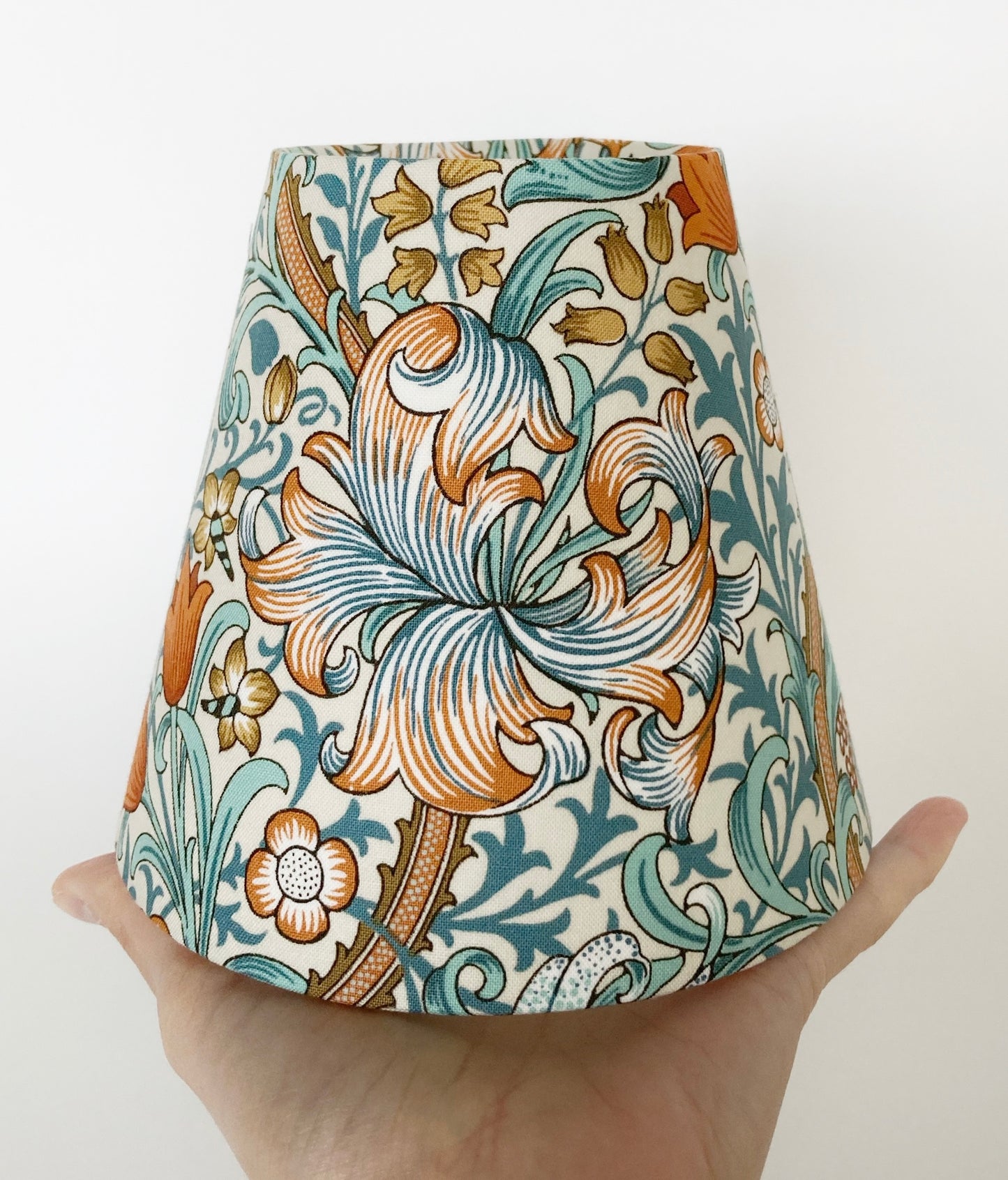 William Morris Golden Lily Teal Candle Clip Lampshade