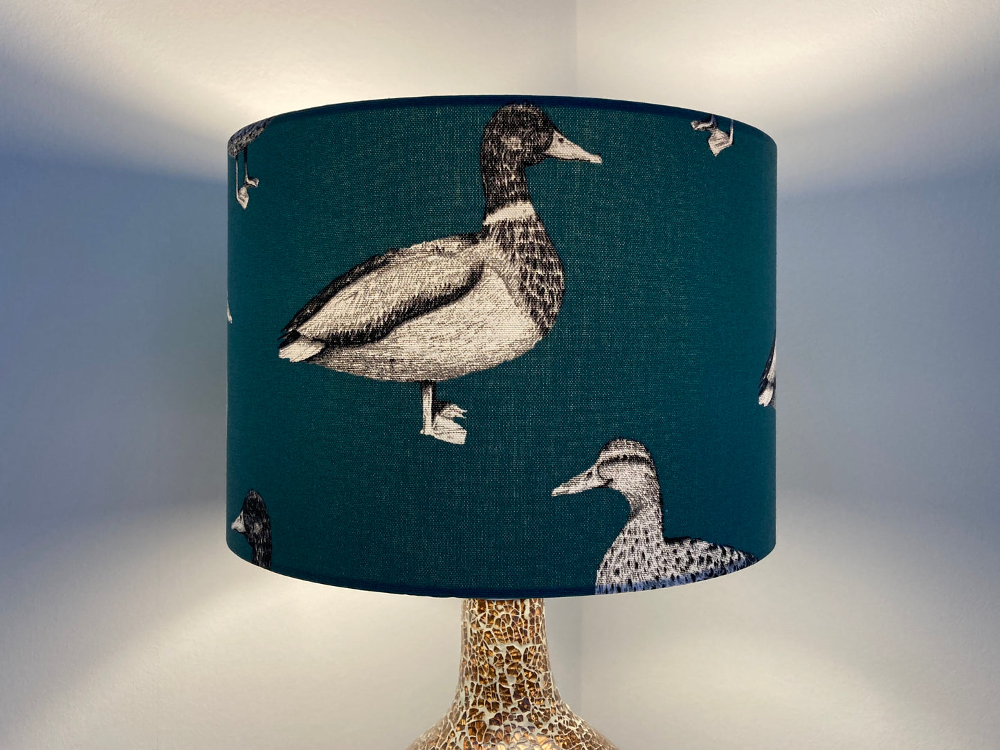 Teal Mallard Duck Print Fabric Lampshade for Table or Ceiling Lamps