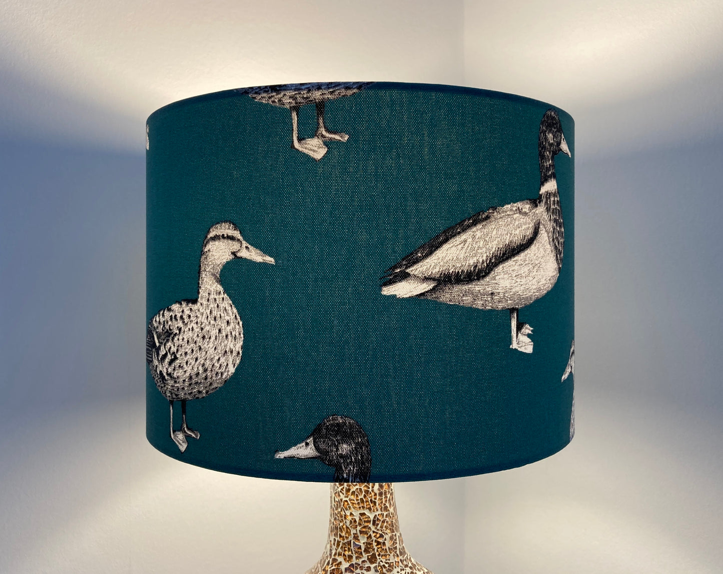 Teal Mallard Duck Print Fabric Lampshade for Table or Ceiling Lamps