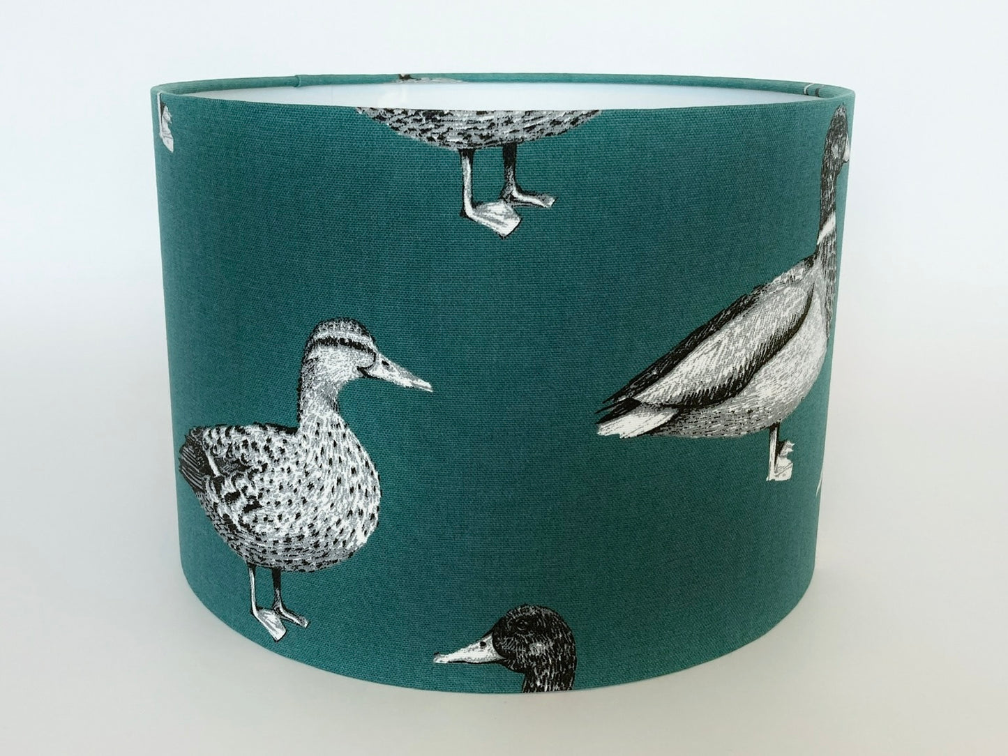 Teal Mallard Duck Print Fabric Lampshade for Table or Ceiling Lamps