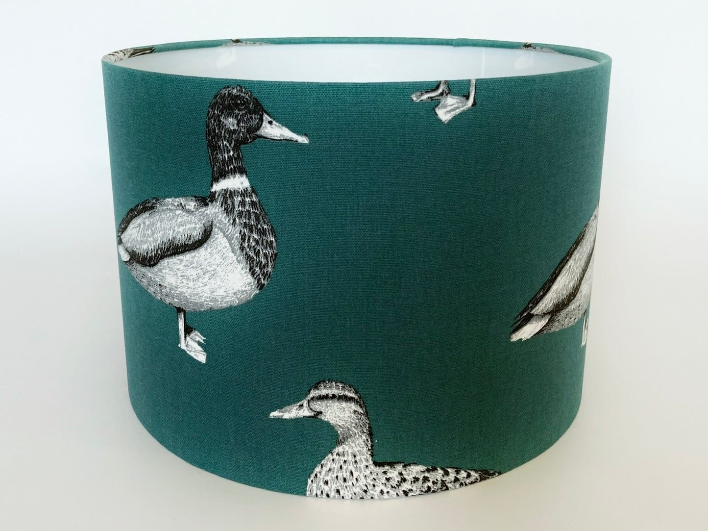 Teal Mallard Duck Print Fabric Lampshade for Table or Ceiling Lamps