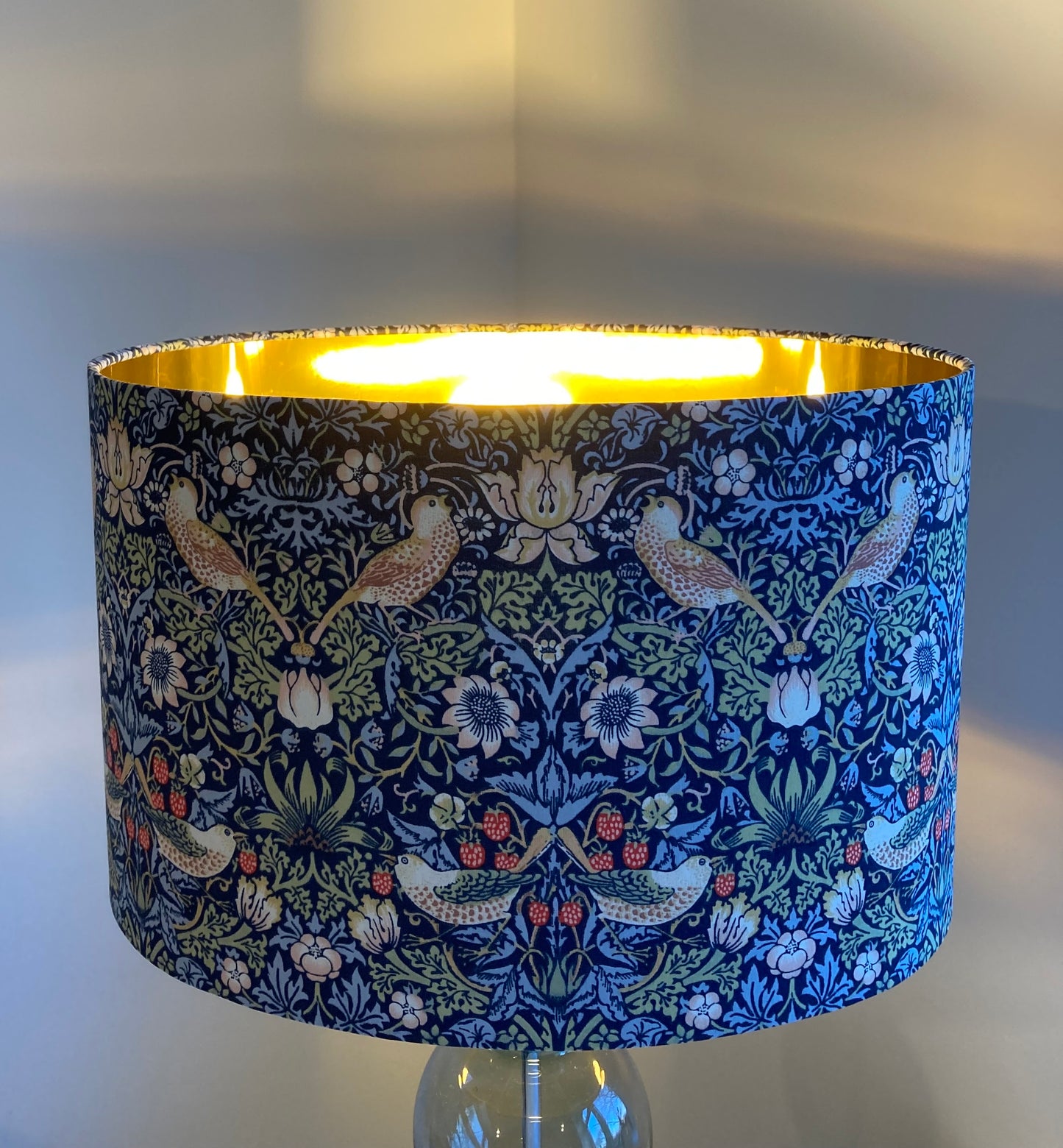 William Morris Blue Strawberry Lampshade for Table or Ceiling Lamps