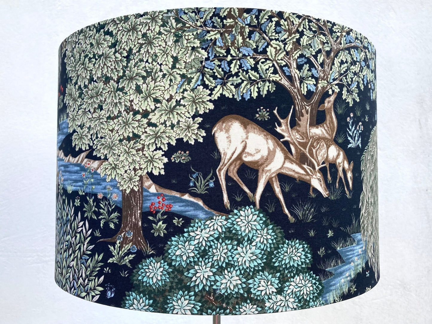 William Morris The Brook Deer Stag Black Fabric Lampshade Table or Ceiling Lamps