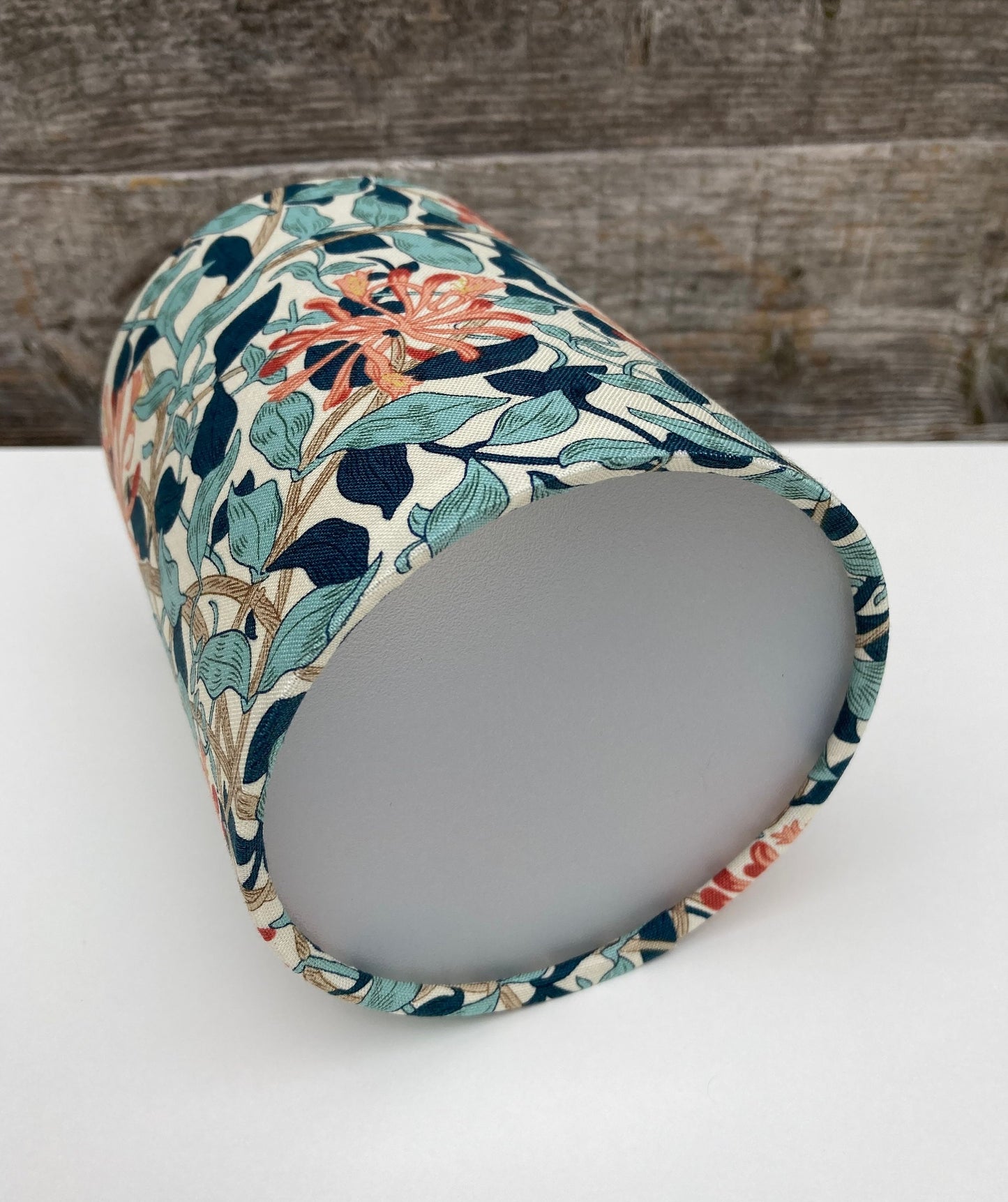 Handmade William Morris Honeysuckle Fabric Lantern with Fairy Lights