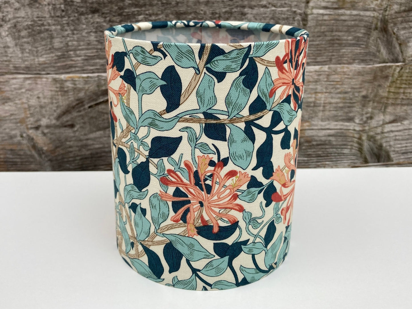 Handmade William Morris Honeysuckle Fabric Lantern with Fairy Lights