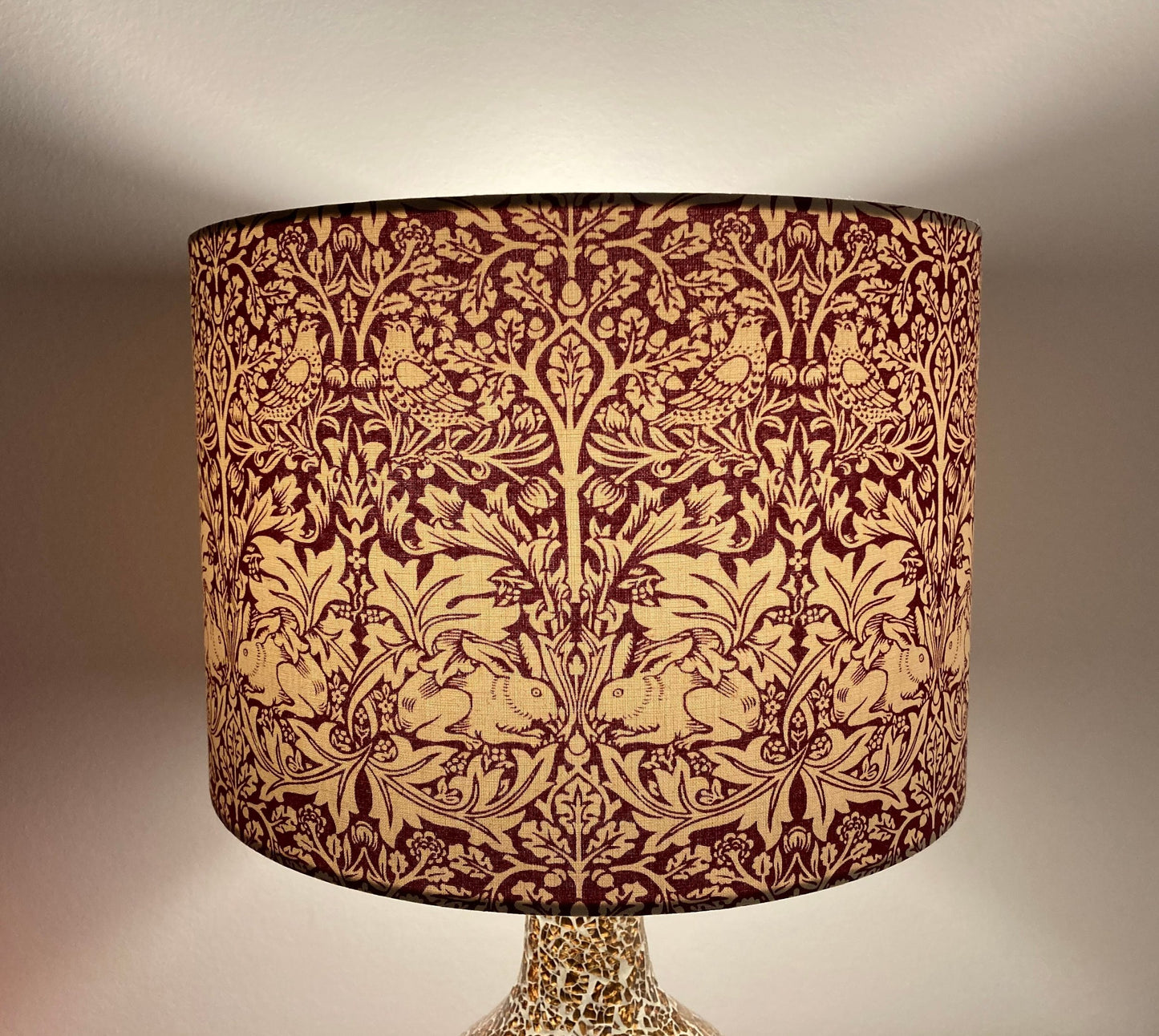 William Morris Brer Rabbit Lampshade, Dark Red Burgundy Brother Rabbit Lampshade