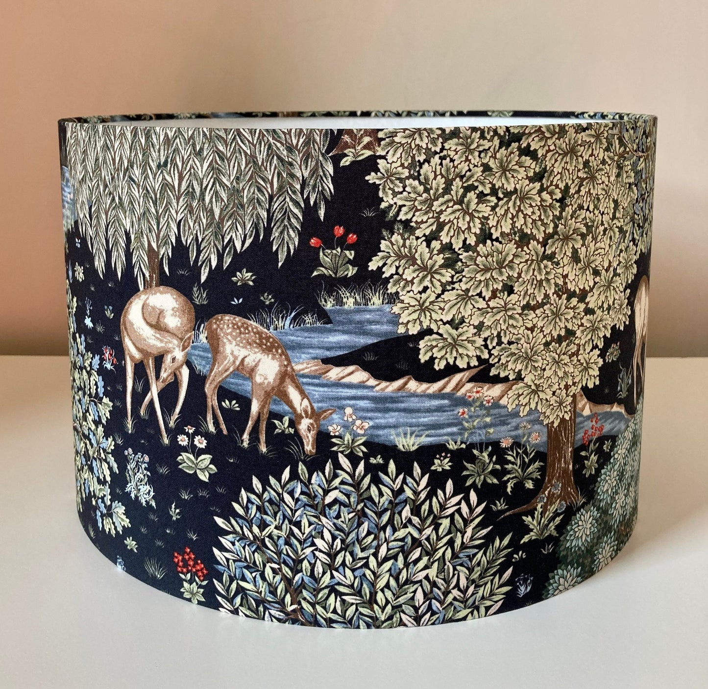 William Morris The Brook Deer Stag Black Fabric Lampshade Table or Ceiling Lamps