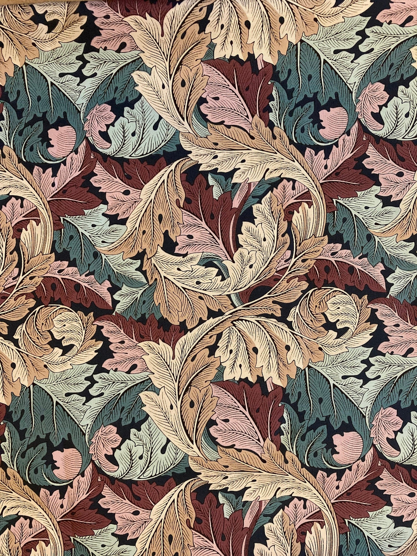 William Morris Acanthus Lampshade in Plum Teal Beige Fabric