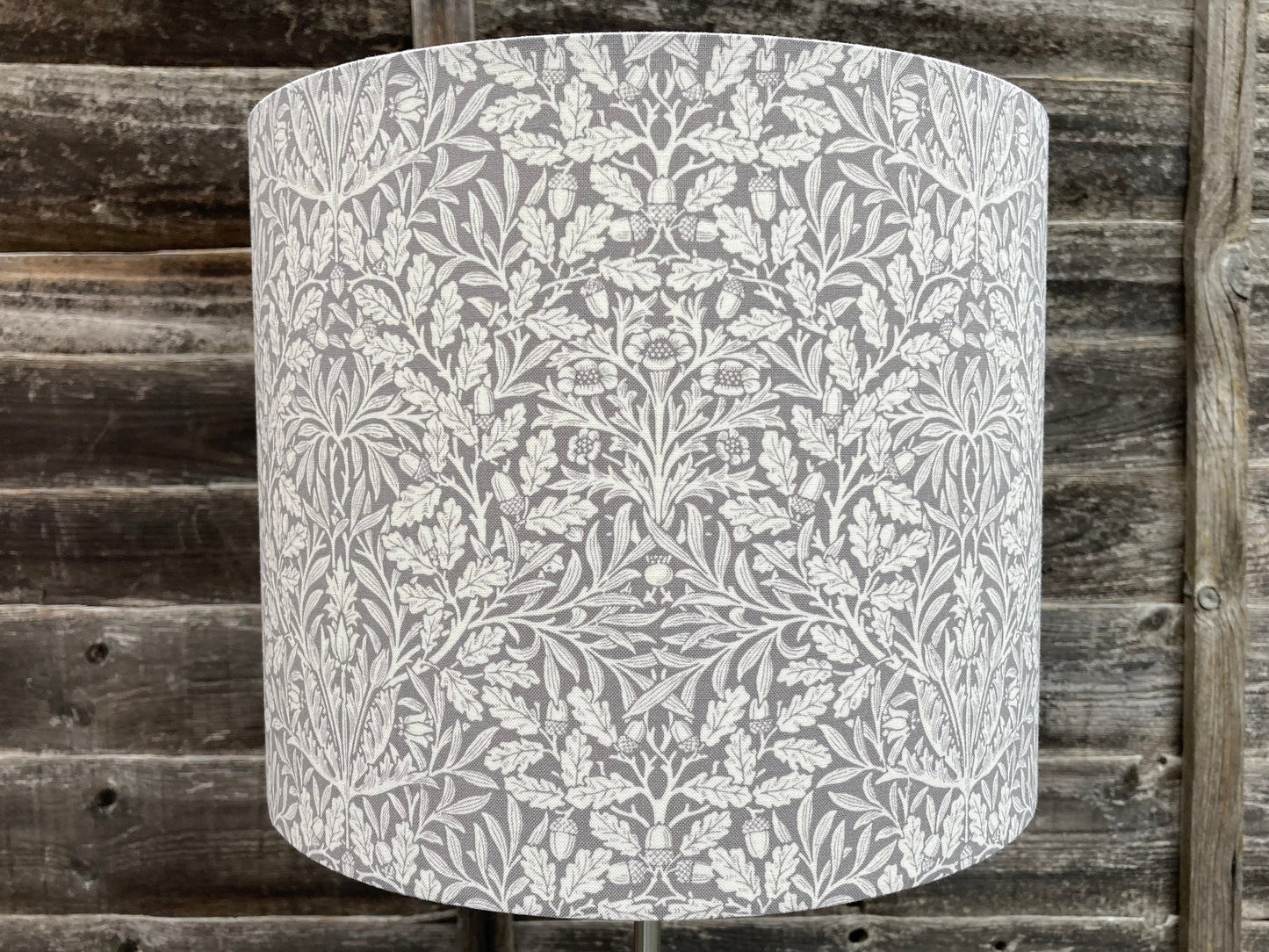 William Morris Pure Acorn Dove Grey Fabric Drum Lampshade