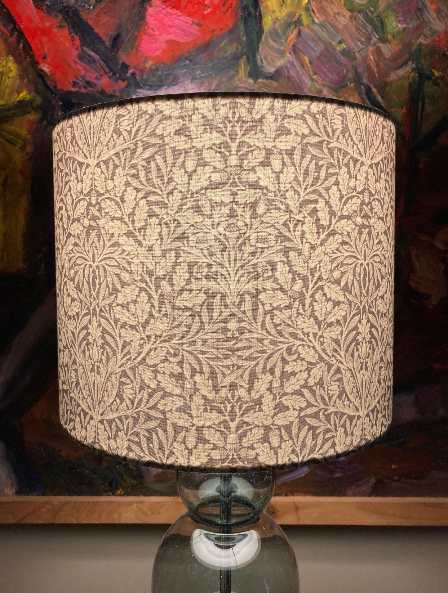 William Morris Pure Acorn Dove Grey Fabric Drum Lampshade