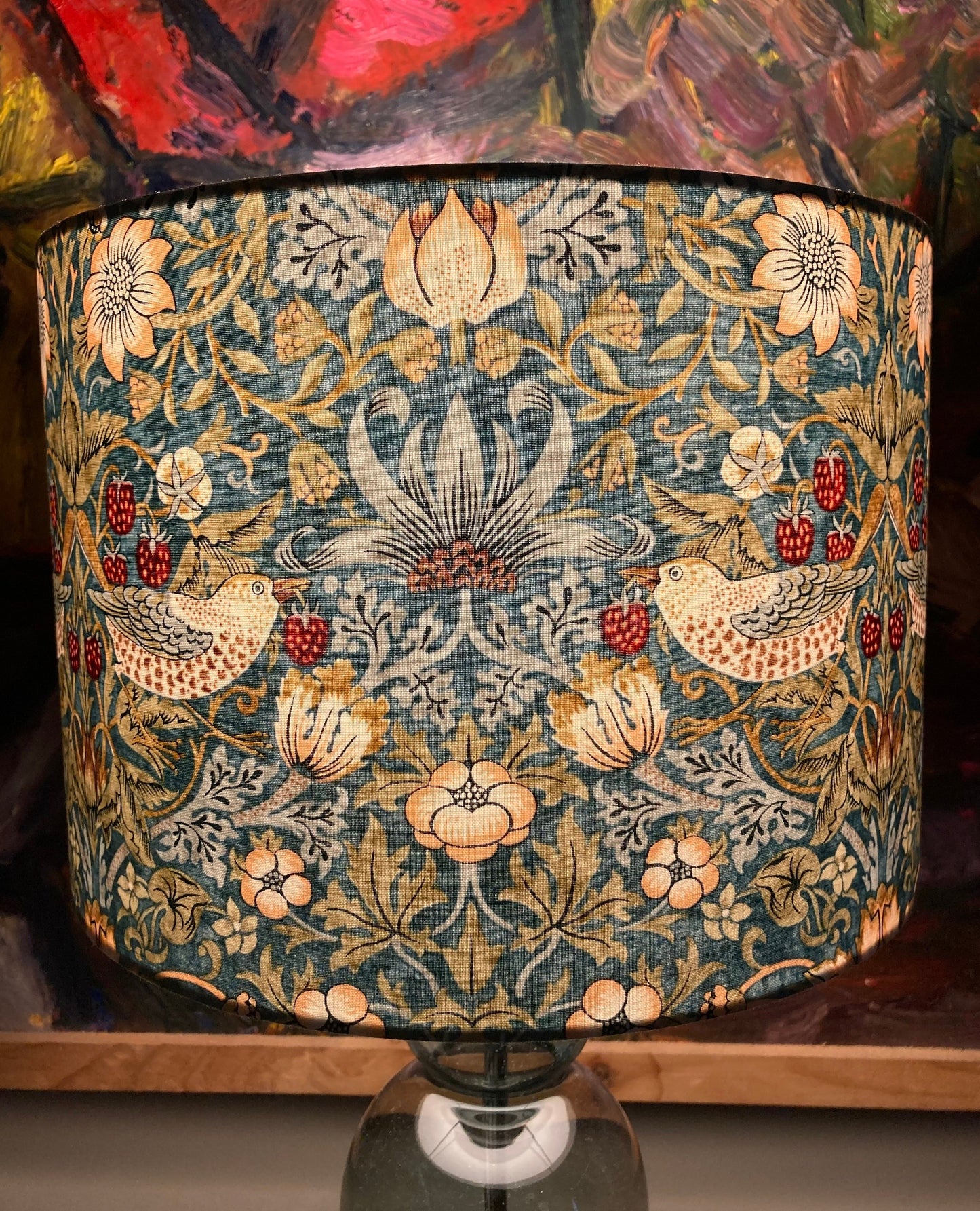 William Morris Green Strawberry Thief Fabric Lampshade for Table or Ceiling Lamps