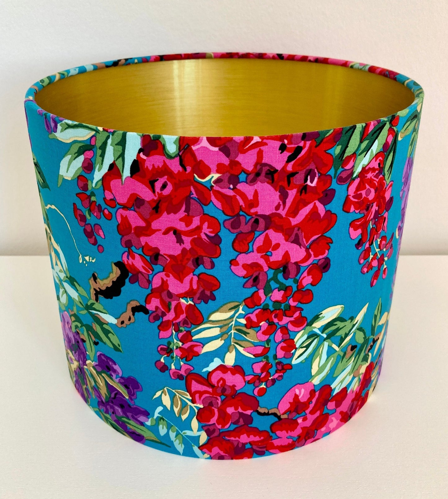 Bright Pink and Teal Wisteria Flower Lampshade