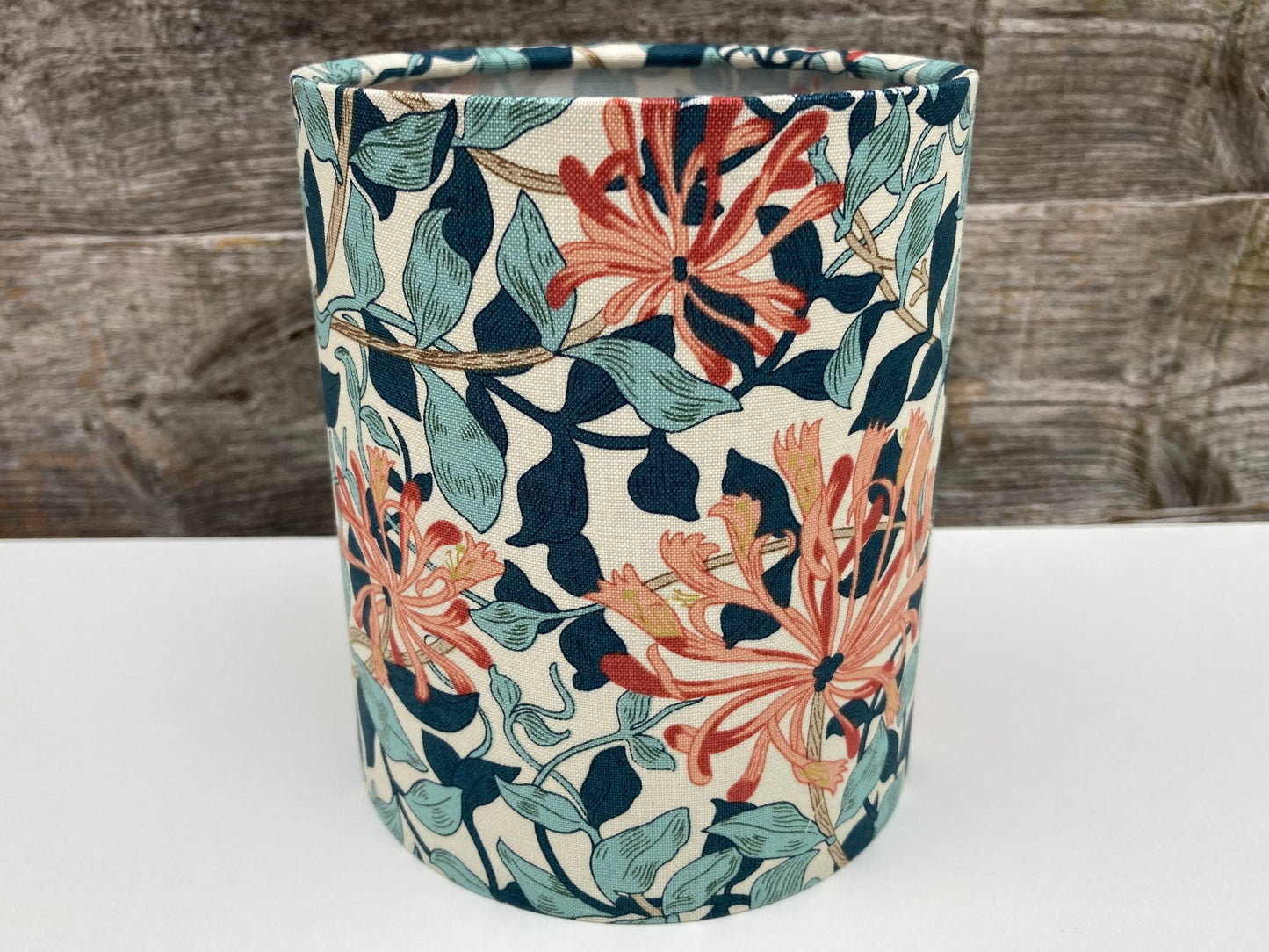Handmade William Morris Honeysuckle Fabric Lantern with Fairy Lights