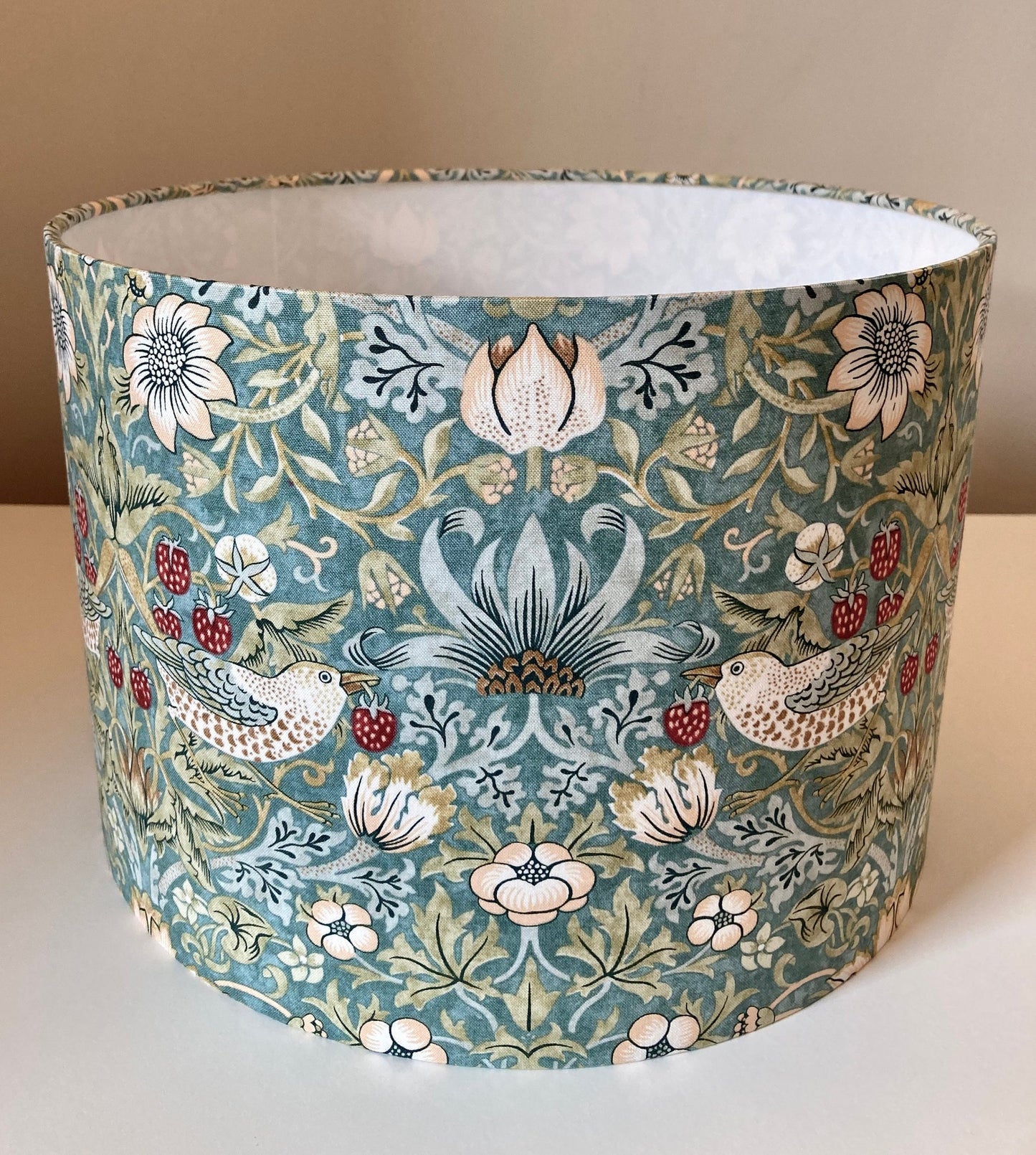 William Morris Green Strawberry Thief Fabric Lampshade for Table or Ceiling Lamps