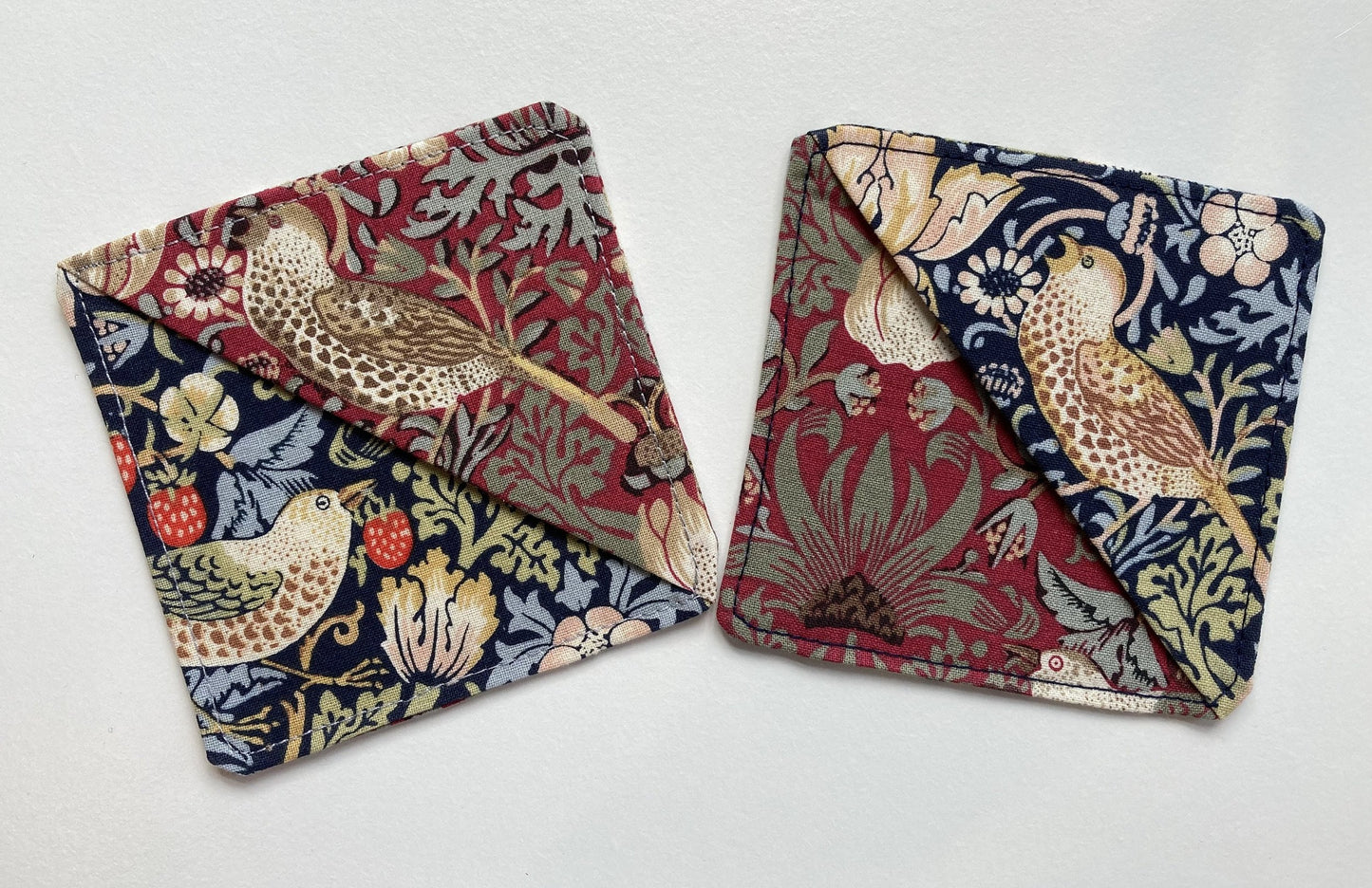 William Morris Bookmark, Strawberry Thief Cotton Fabric Corner Bookmark, Page Marker, Pack of 2