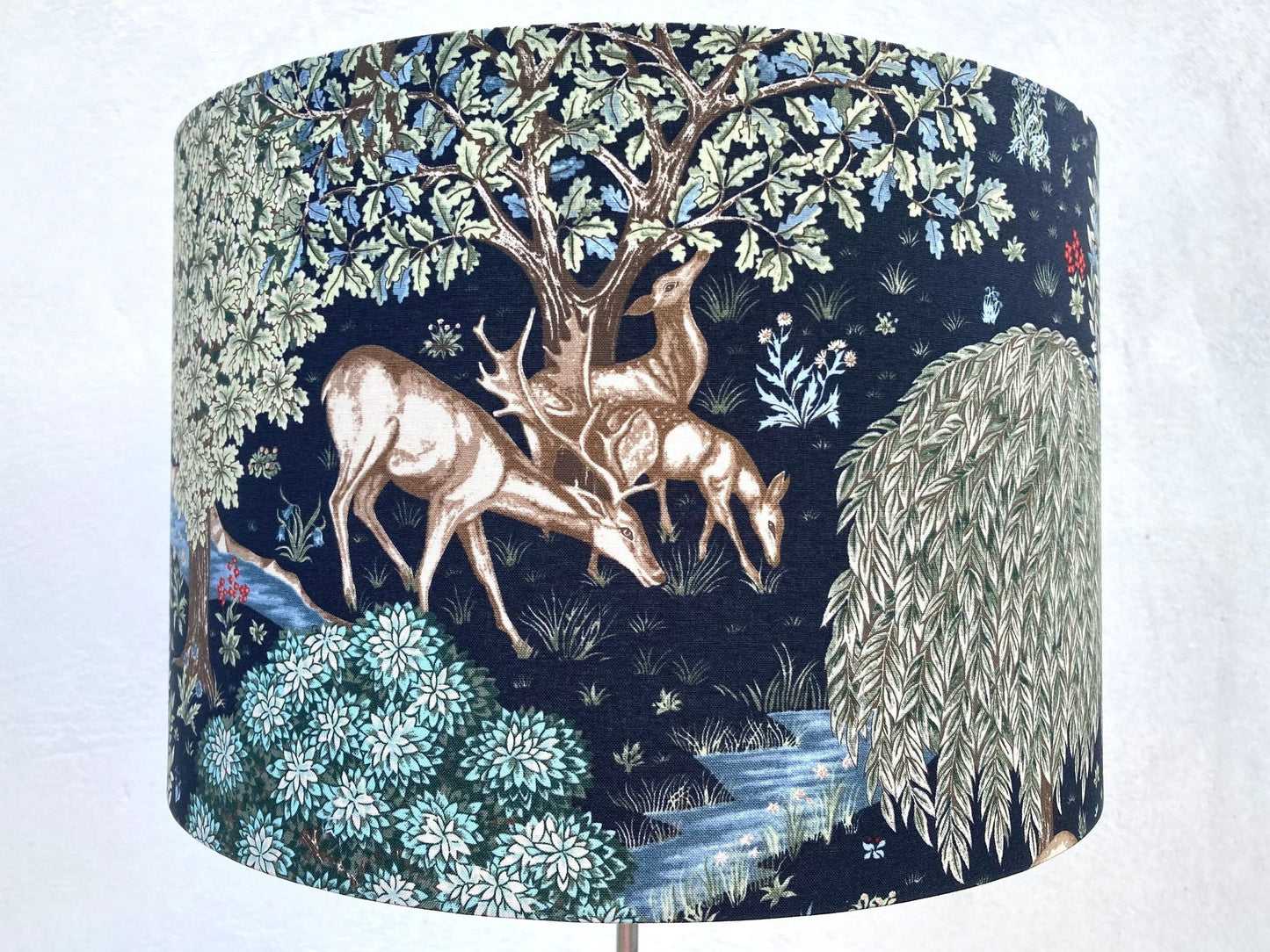 William Morris The Brook Deer Stag Black Fabric Lampshade Table or Ceiling Lamps