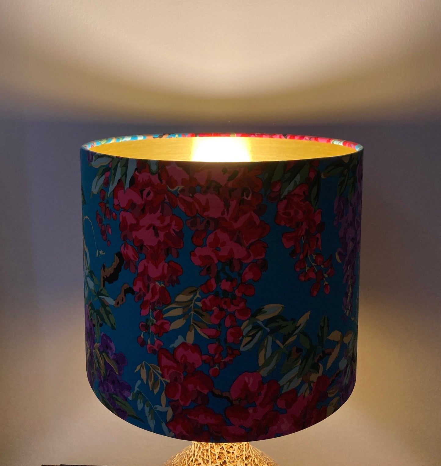 Bright Pink and Teal Wisteria Flower Lampshade