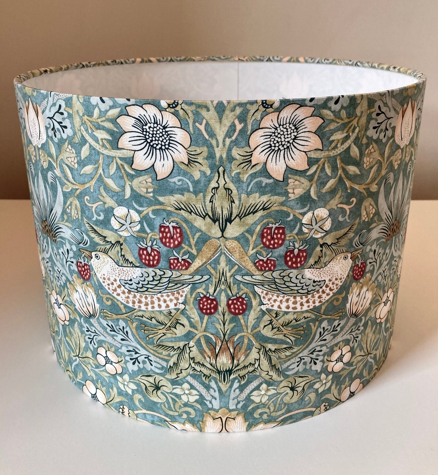William Morris Green Strawberry Thief Fabric Lampshade for Table or Ceiling Lamps