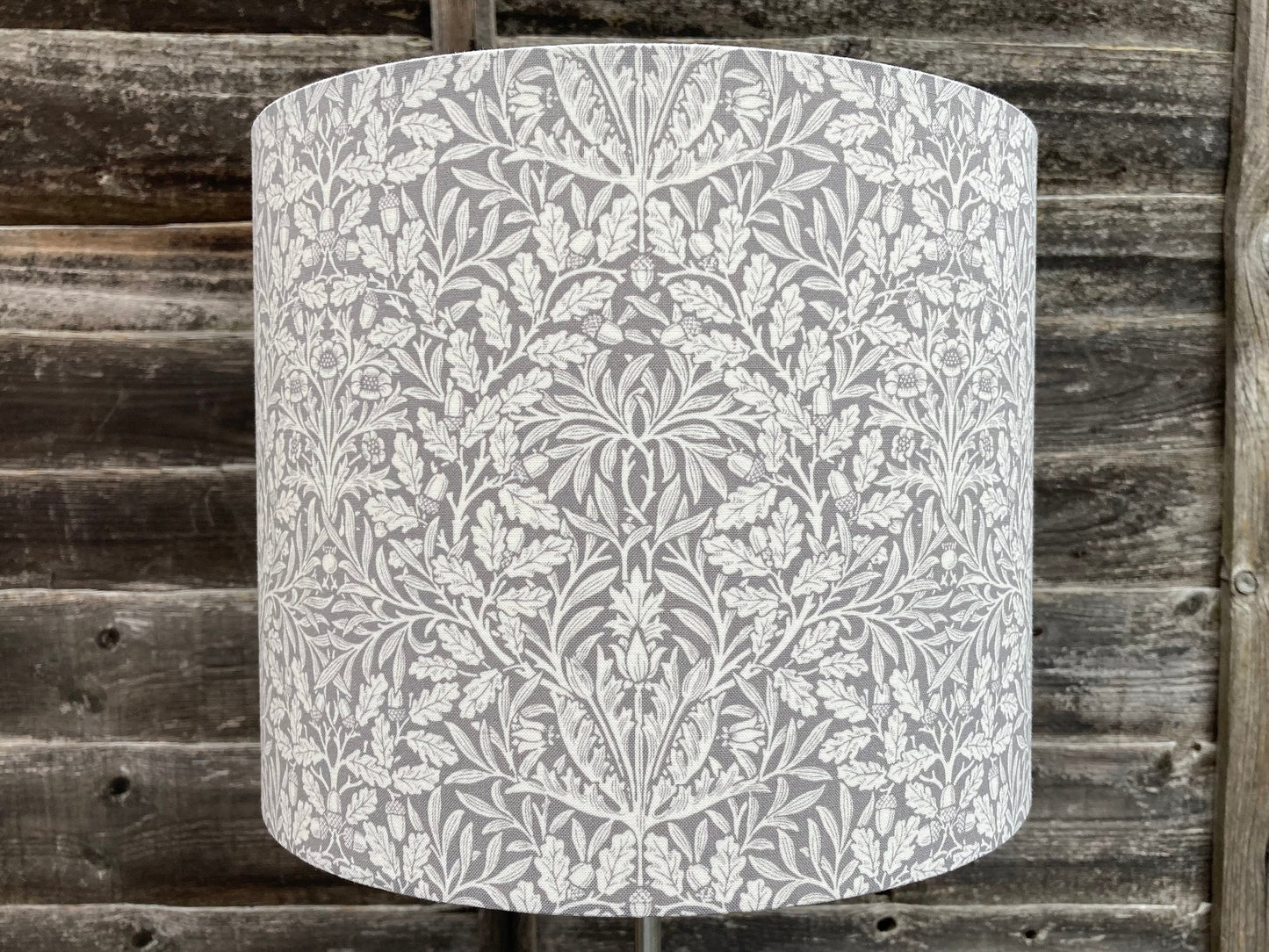 William Morris Pure Acorn Dove Grey Fabric Drum Lampshade