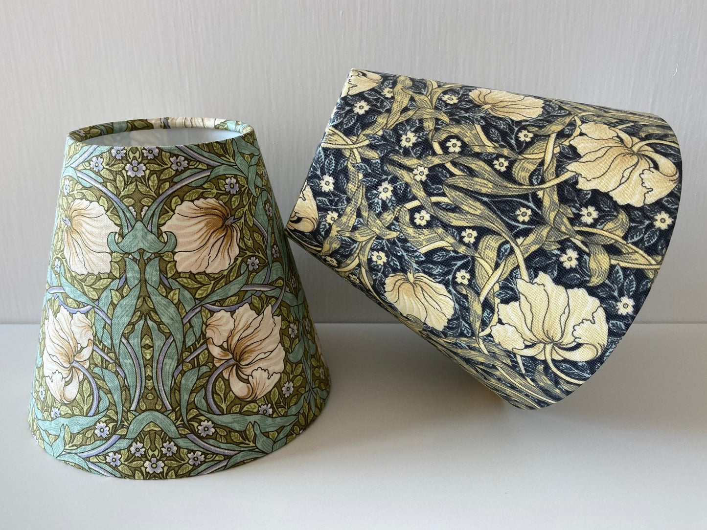 William Morris Pimpernel Candle Clip Lampshade Blue or Green