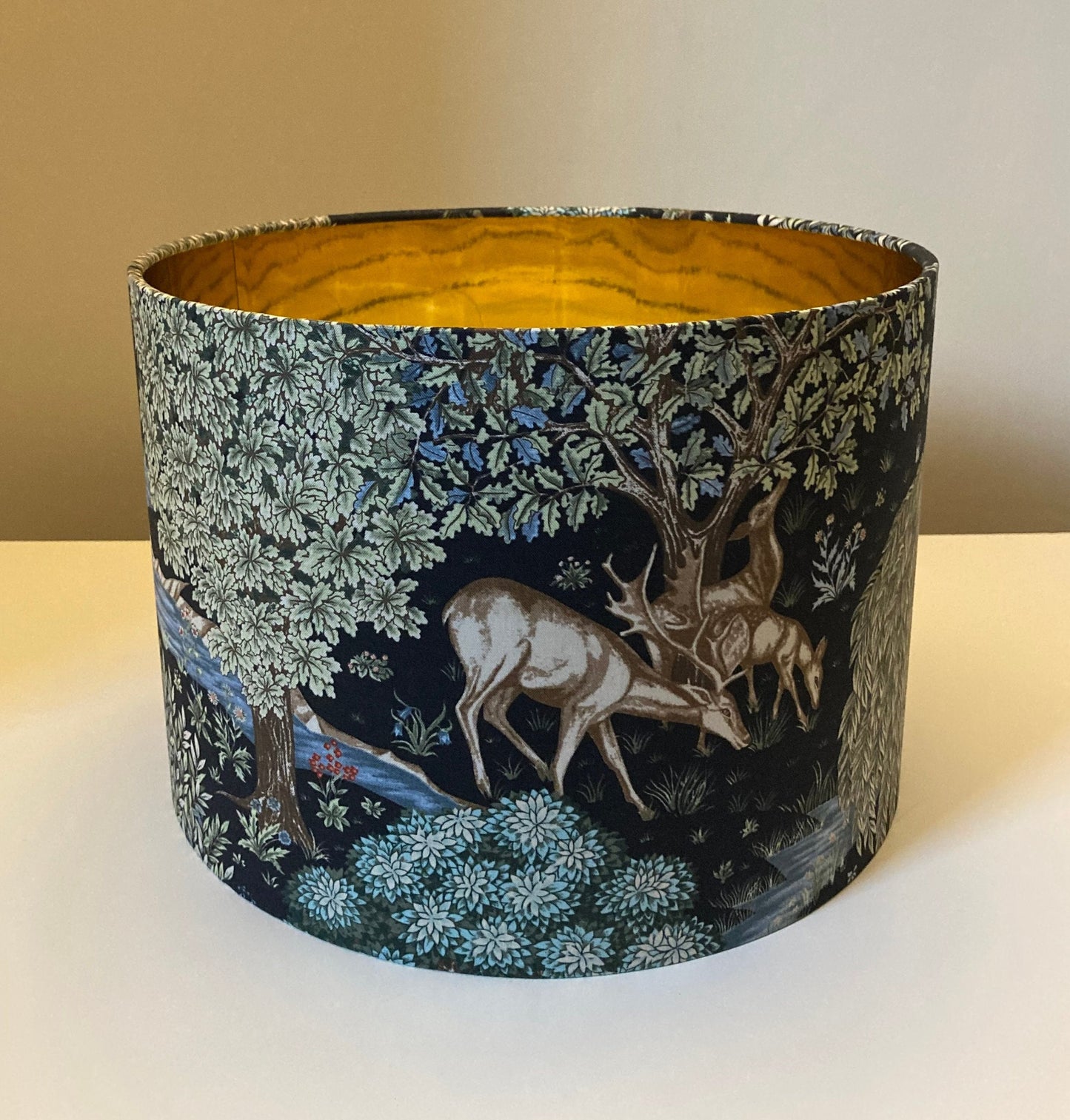 William Morris The Brook Deer Stag Black Fabric Lampshade Table or Ceiling Lamps