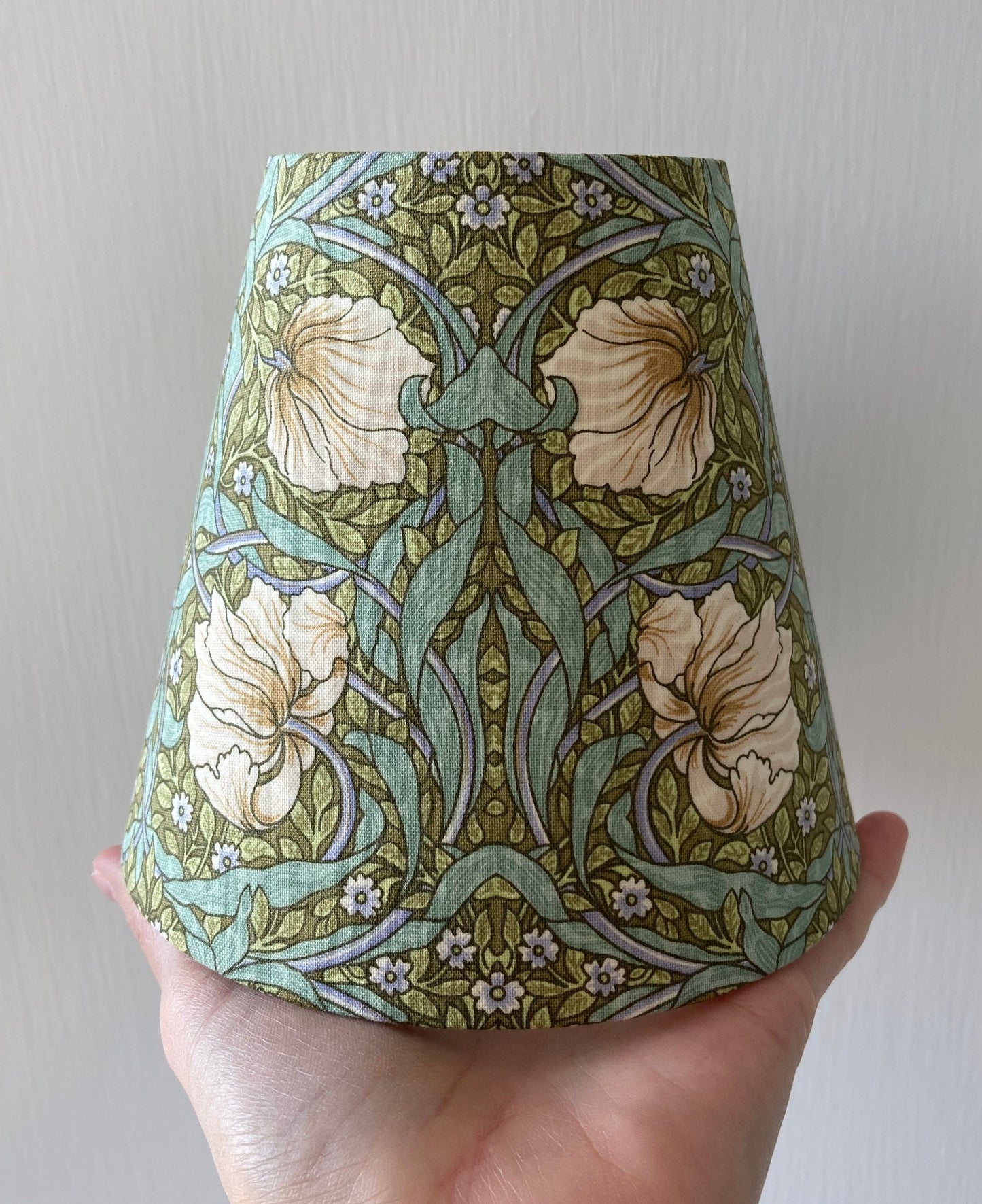 William Morris Pimpernel Candle Clip Lampshade Blue or Green