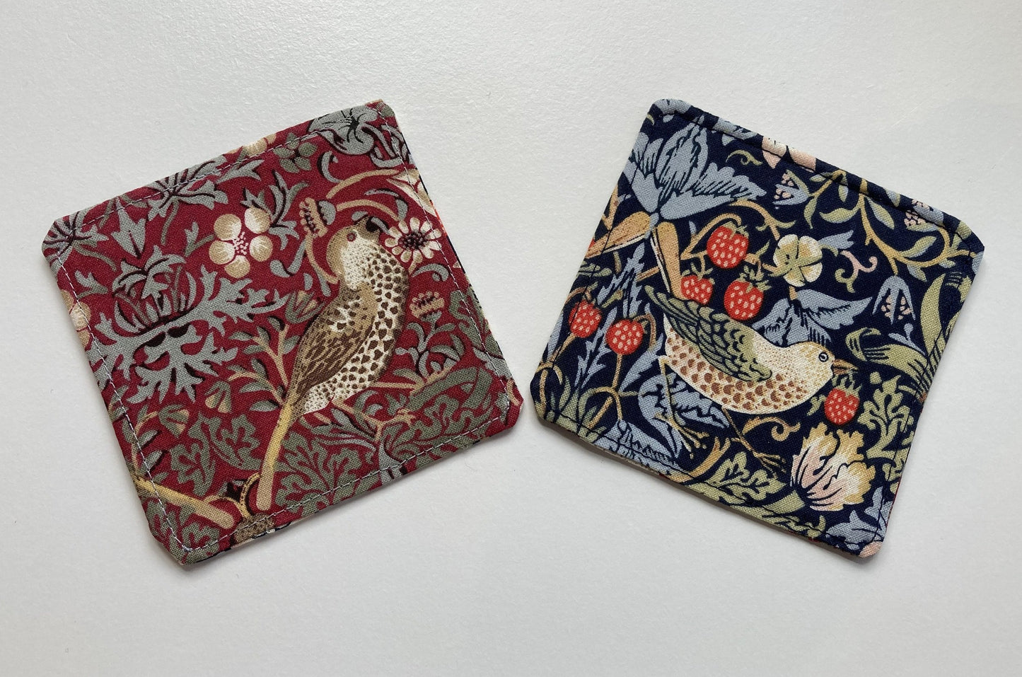 William Morris Bookmark, Strawberry Thief Cotton Fabric Corner Bookmark, Page Marker, Pack of 2