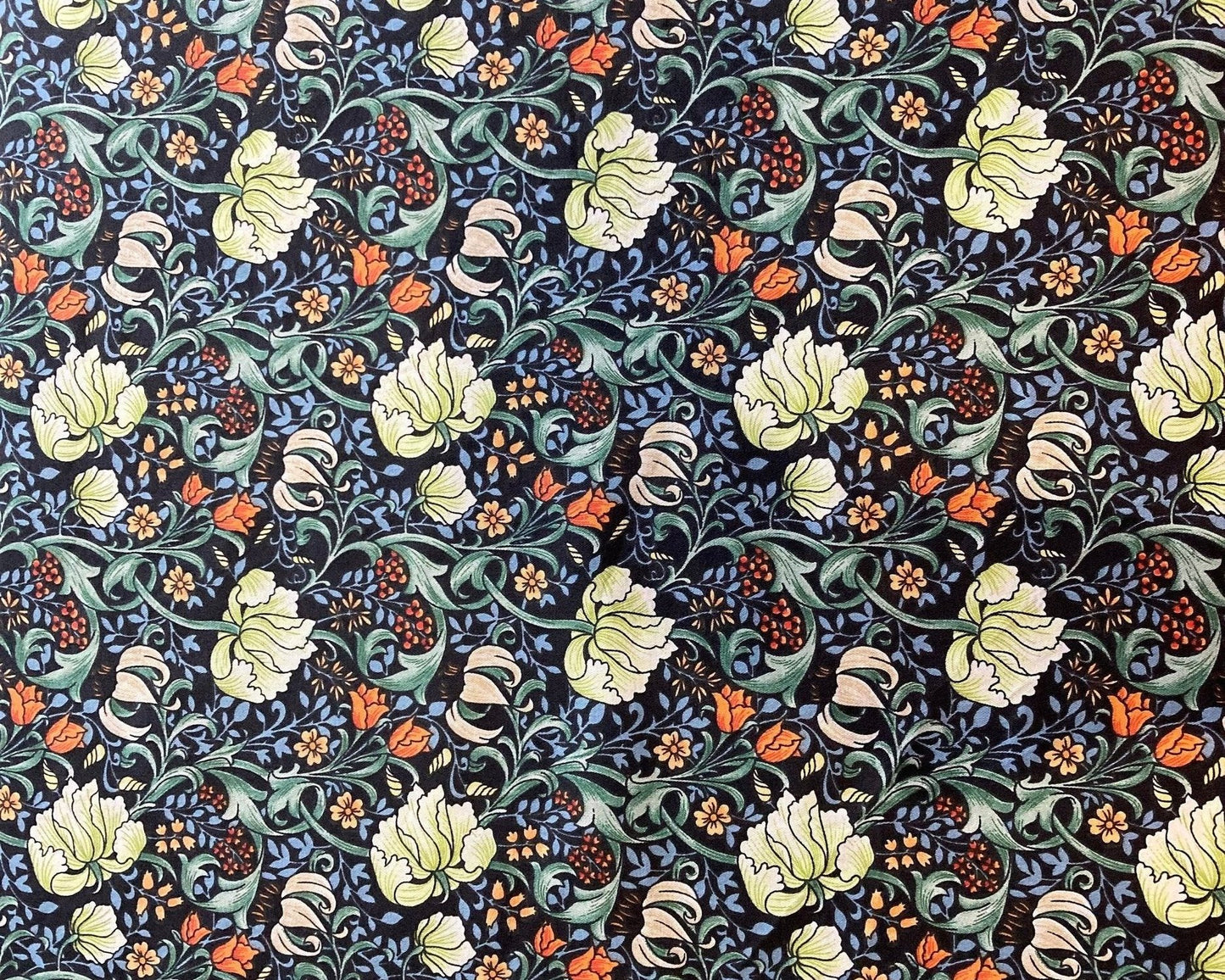 Dark Floral Lampshade William Morris Golden Lily Style for Table Lamps or Ceiling Lights