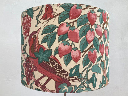 Liberty Melrose Lampshade - Vintage Birds and Fruit Fabric - Handmade Table or Ceiling Lamp